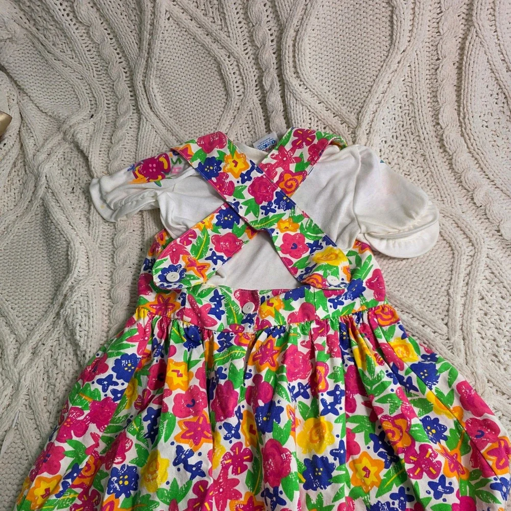 Vintage OshKosh B'Gosh Dress Floral Jumper Dress & Top Girls 5 Excellent